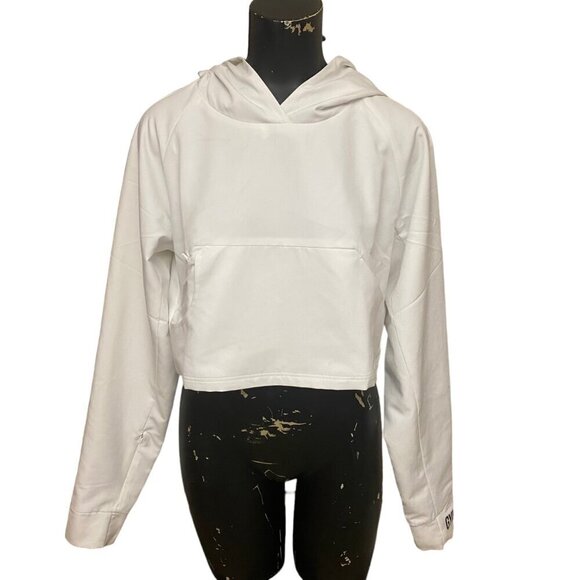 Gym Shark White Cropped Pullover Hoodie Size Medium - Picture 1 of 8